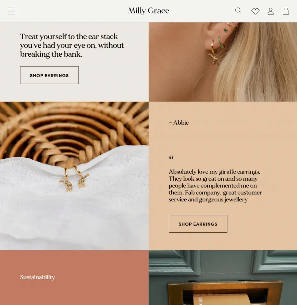 Milly Grace website screenshot